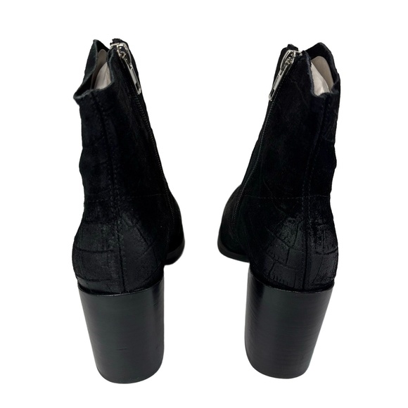 Steve Madden Womens 6.5 Cate Black Croc Ankle Boot Suede Pointed Toe - Picture 4 of 7